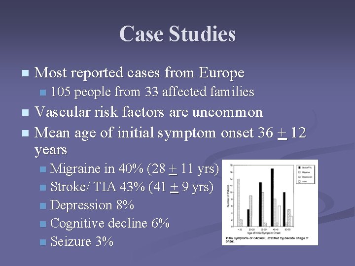 Case Studies n Most reported cases from Europe n 105 people from 33 affected