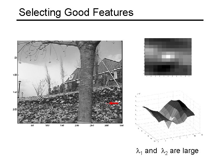 Selecting Good Features l 1 and l 2 are large 