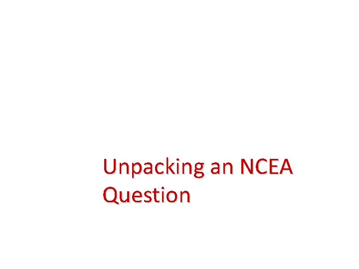 Unpacking an NCEA Question 