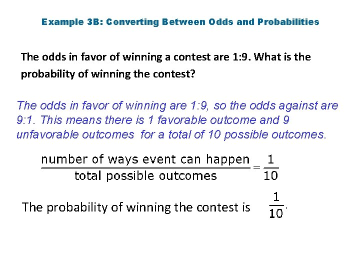 Compliments Odds When The Outcomes In The Sample
