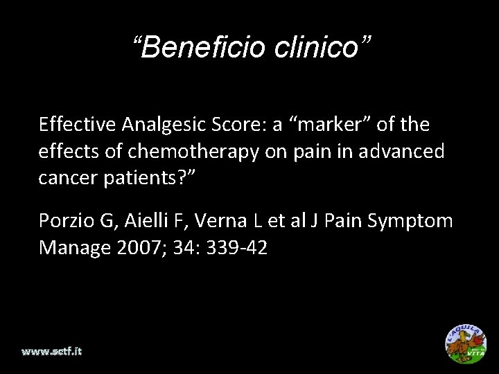 “Beneficio clinico” Effective Analgesic Score: a “marker” of the effects of chemotherapy on pain