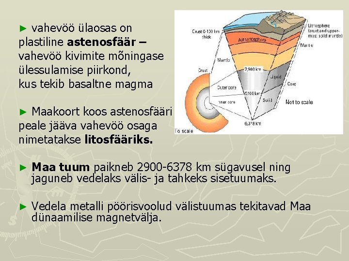 vahevöö ülaosas on plastiline astenosfäär – vahevöö kivimite mõningase ülessulamise piirkond, kus tekib basaltne