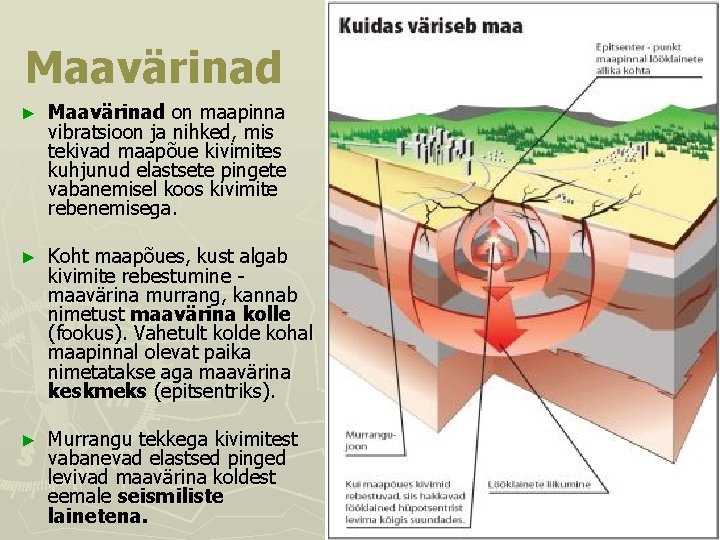 Maavärinad ► Maavärinad on maapinna vibratsioon ja nihked, mis tekivad maapõue kivimites kuhjunud elastsete