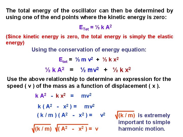 The total energy of the oscillator can then be determined by using one of