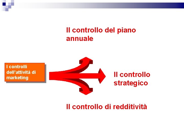 Il controllo del piano annuale I controlli dell’attività di marketing Il controllo strategico Il