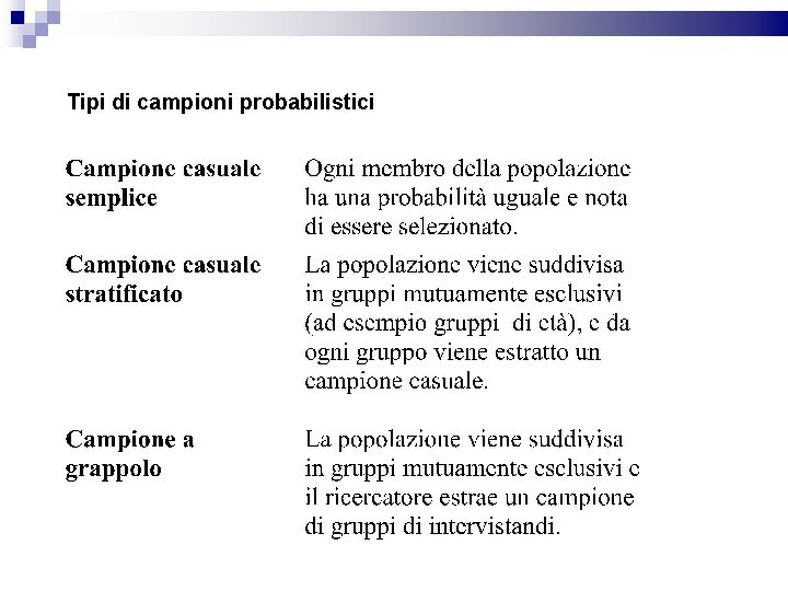 Tipi di campioni probabilistici 