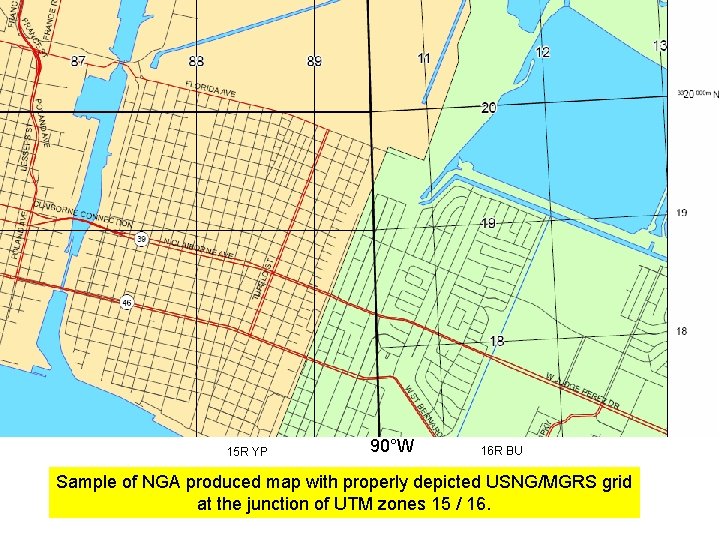 15 R YP 90°W 16 R BU Sample of NGA produced map with properly