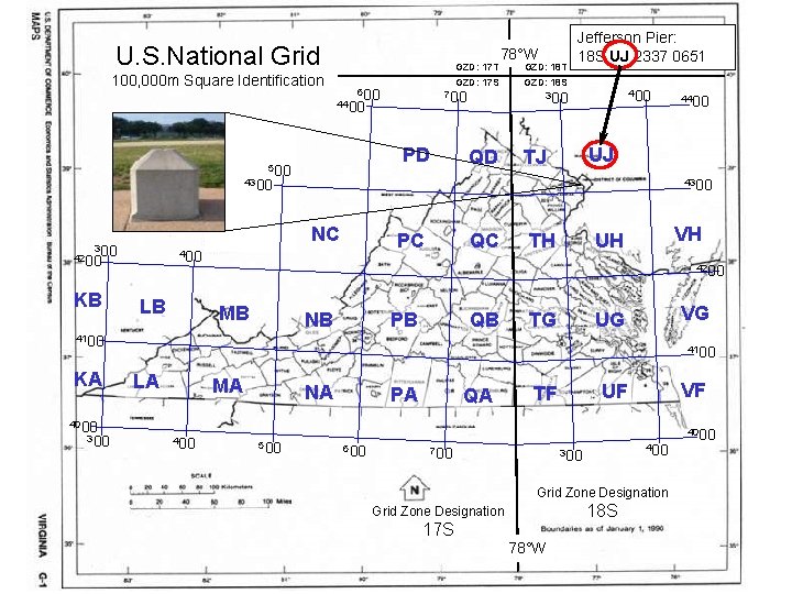 U. S. National Grid GZD: 17 T 100, 000 m Square Identification GZD: 17