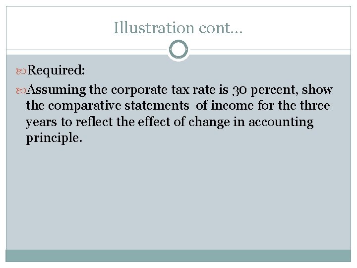 Illustration cont… Required: Assuming the corporate tax rate is 30 percent, show the comparative