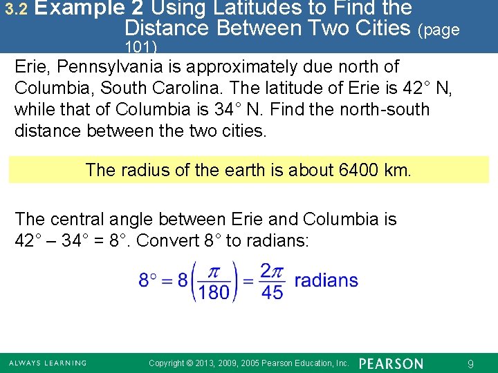3. 2 Example 2 Using Latitudes to Find the Distance Between Two Cities (page