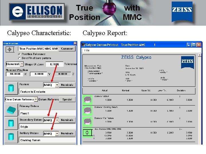 True Position Calypso Characteristic: with MMC Calypso Report: 