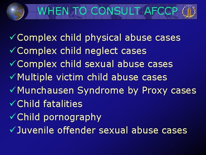 ARMED FORCES CENTER FOR CHILD PROTECTION National Naval