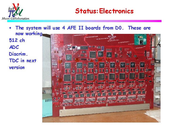 Status: Electronics · The system will use 4 AFE II boards from D 0.