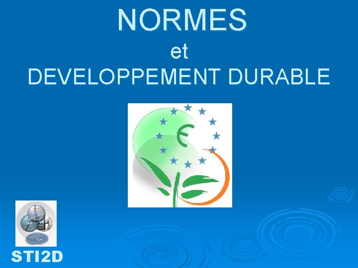 NORMES et DEVELOPPEMENT DURABLE STI 2 D 