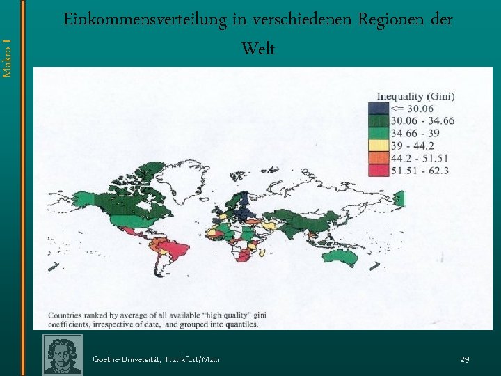 Makro I Einkommensverteilung in verschiedenen Regionen der Welt Goethe-Universität, Frankfurt/Main 29 