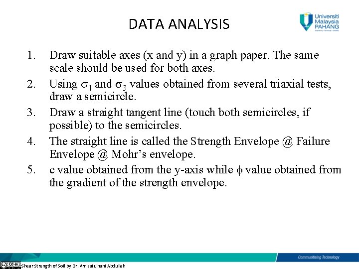 DATA ANALYSIS 1. 2. 3. 4. 5. Draw suitable axes (x and y) in