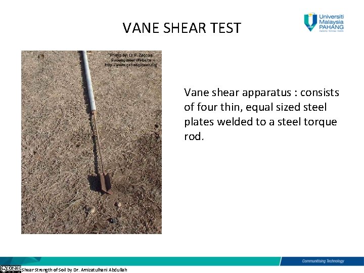 VANE SHEAR TEST Vane shear apparatus : consists of four thin, equal sized steel