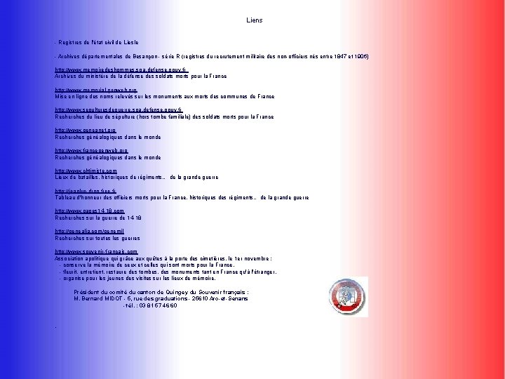 liens Liens - Registres de l'état civil de Liesle - Archives départementales de Besançon