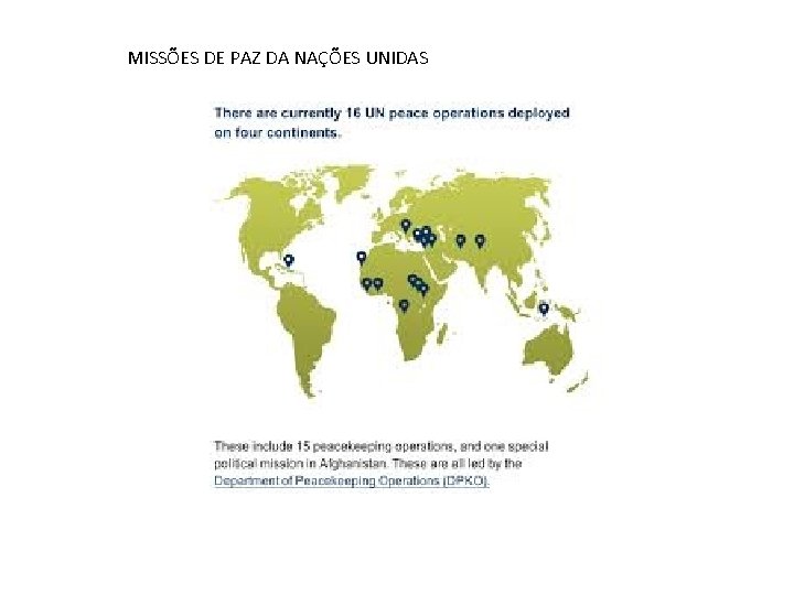 MISSÕES DE PAZ DA NAÇÕES UNIDAS 