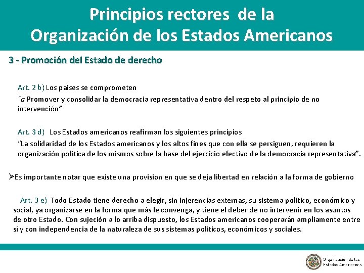 Principios rectores de la Organización de los Estados Americanos 3 - Promoción del Estado