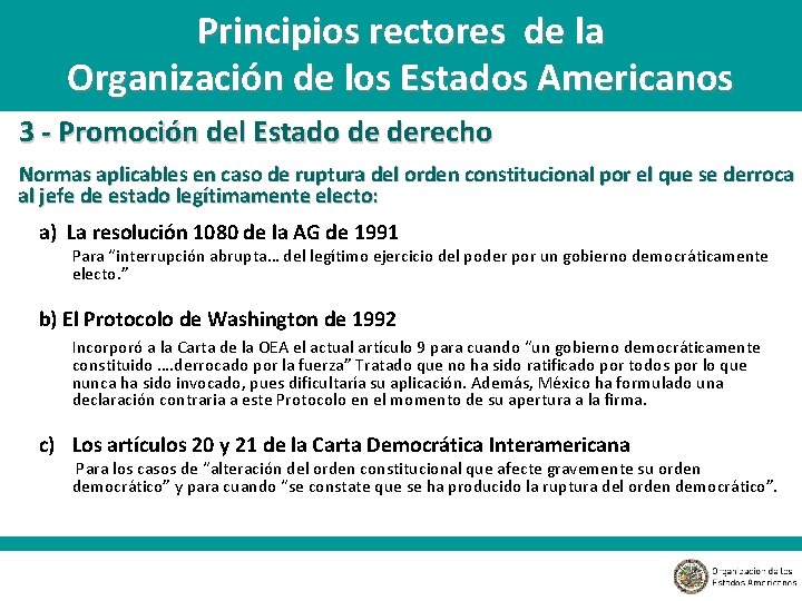 Principios rectores de la Organización de los Estados Americanos 3 - Promoción del Estado