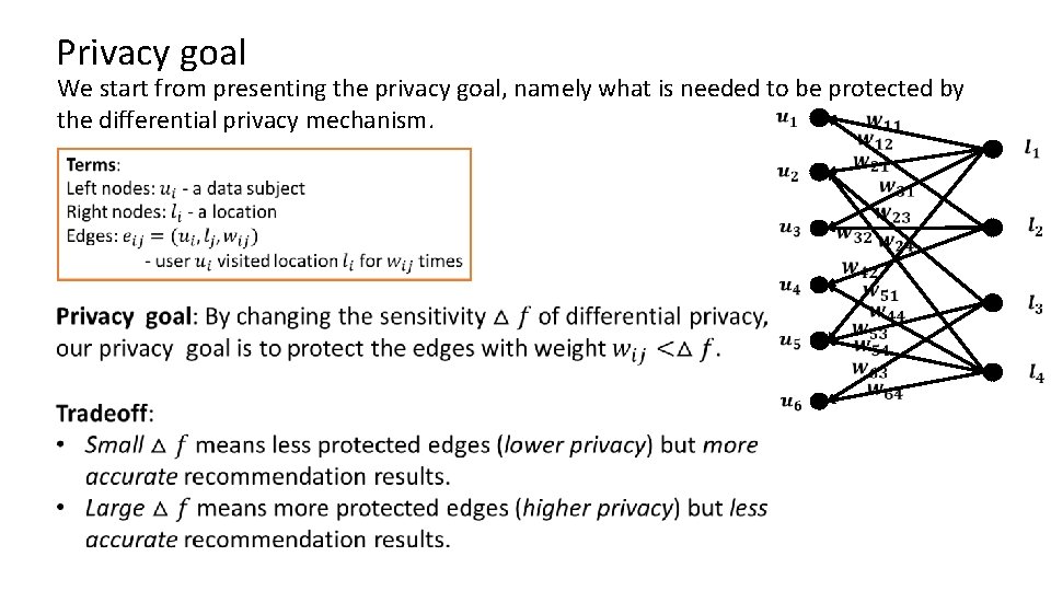 Privacy goal We start from presenting the privacy goal, namely what is needed to