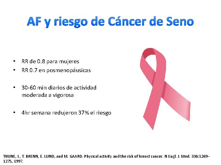 AF y riesgo de Cáncer de Seno • RR de 0. 8 para mujeres