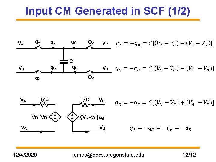 Input CM Generated in SCF (1/2) 12/4/2020 temes@eecs. oregonstate. edu 12/12 