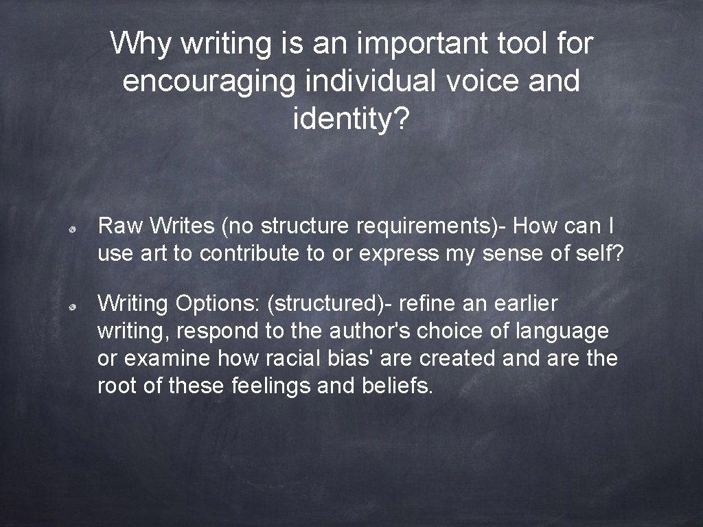 Why writing is an important tool for encouraging individual voice and identity? Raw Writes