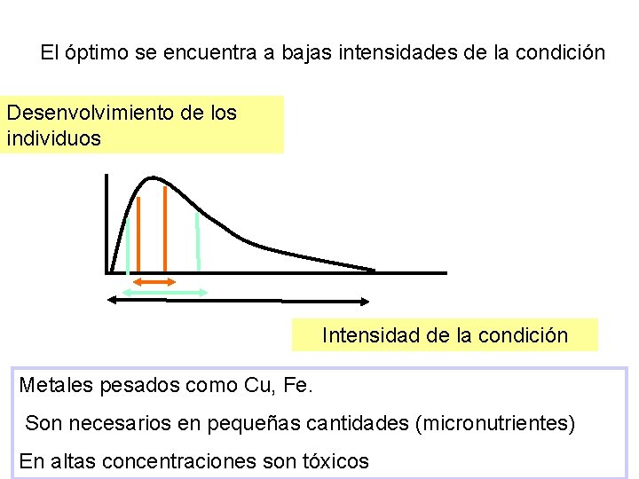 El óptimo se encuentra a bajas intensidades de la condición Desenvolvimiento de los individuos El óptimo se encuentra a bajas intensidades de la condición Desenvolvimiento de los individuos