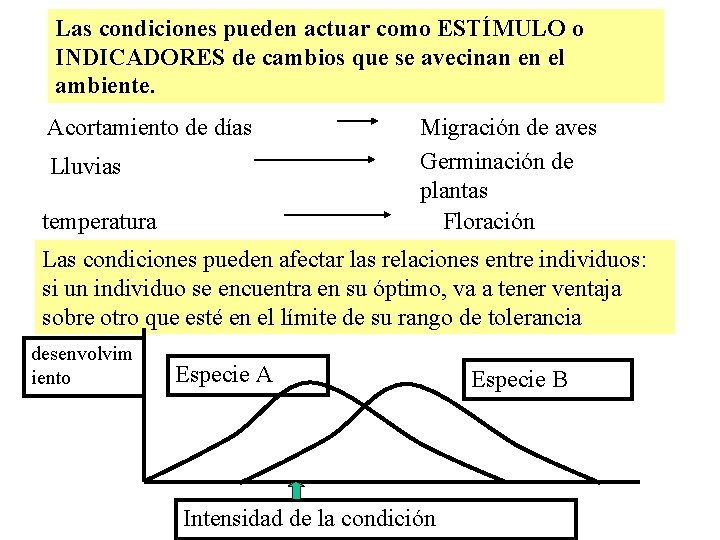 Las condiciones pueden actuar como ESTÍMULO o INDICADORES de cambios que se avecinan en Las condiciones pueden actuar como ESTÍMULO o INDICADORES de cambios que se avecinan en