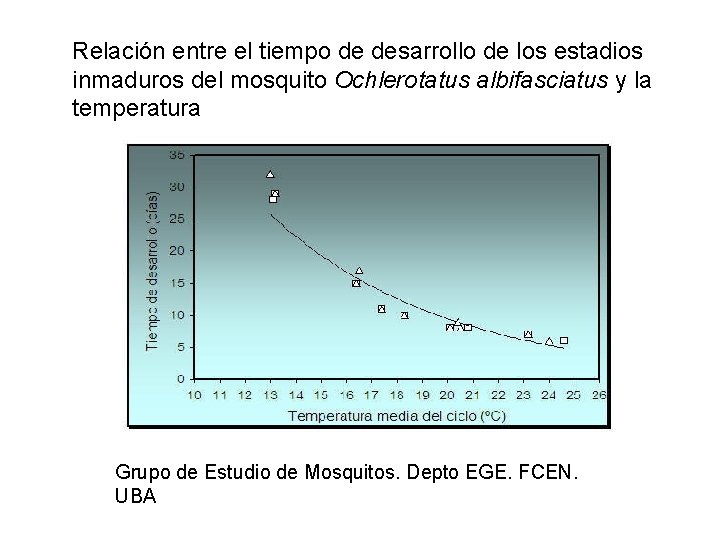 Relación entre el tiempo de desarrollo de los estadios inmaduros del mosquito Ochlerotatus albifasciatus Relación entre el tiempo de desarrollo de los estadios inmaduros del mosquito Ochlerotatus albifasciatus