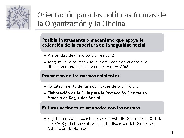 Orientación para las políticas futuras de la Organización y la Oficina Posible instrumento o