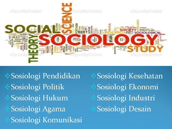 v. Sosiologi Pendidikan v. Sosiologi Politik v. Sosiologi Hukum v. Sosiologi Agama v. Sosiologi