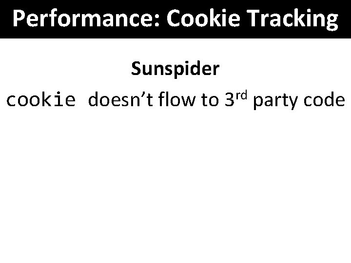 Performance: Cookie Tracking Sunspider cookie doesn’t flow to 3 rd party code 