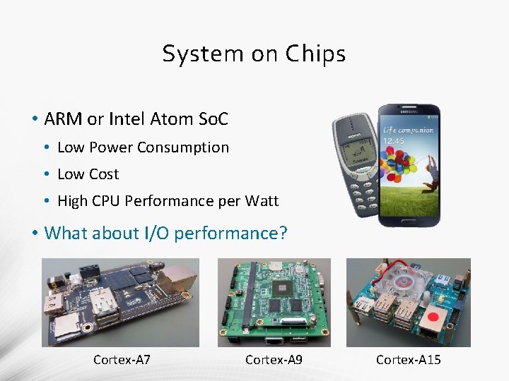 System on Chips • ARM or Intel Atom So. C • Low Power Consumption System on Chips • ARM or Intel Atom So. C • Low Power Consumption