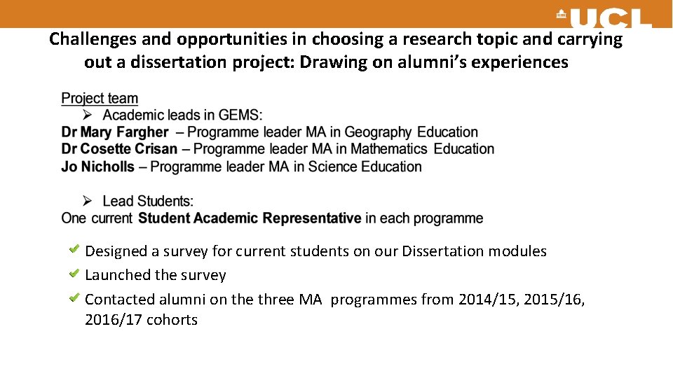 Challenges and opportunities in choosing a research topic and carrying out a dissertation project: Challenges and opportunities in choosing a research topic and carrying out a dissertation project: