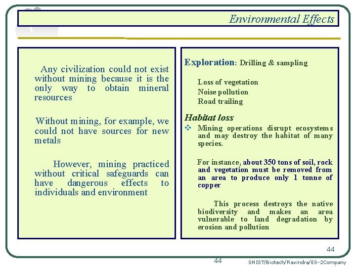 Environmental Effects Any civilization could not exist without mining because it is the only