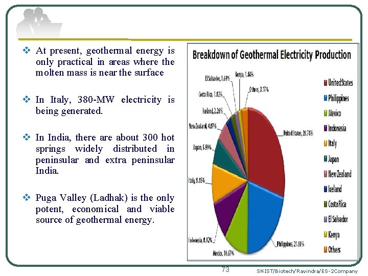 v At present, geothermal energy is only practical in areas where the molten mass
