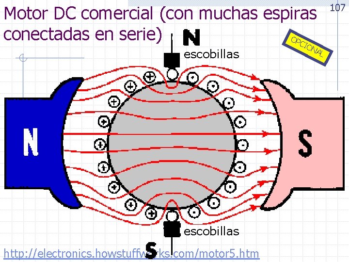 Motor DC comercial (con muchas espiras conectadas en serie) OP CIO escobillas http: //electronics.