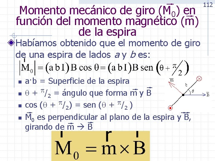 Momento mecánico de giro (M 0) en función del momento magnético (m) de la