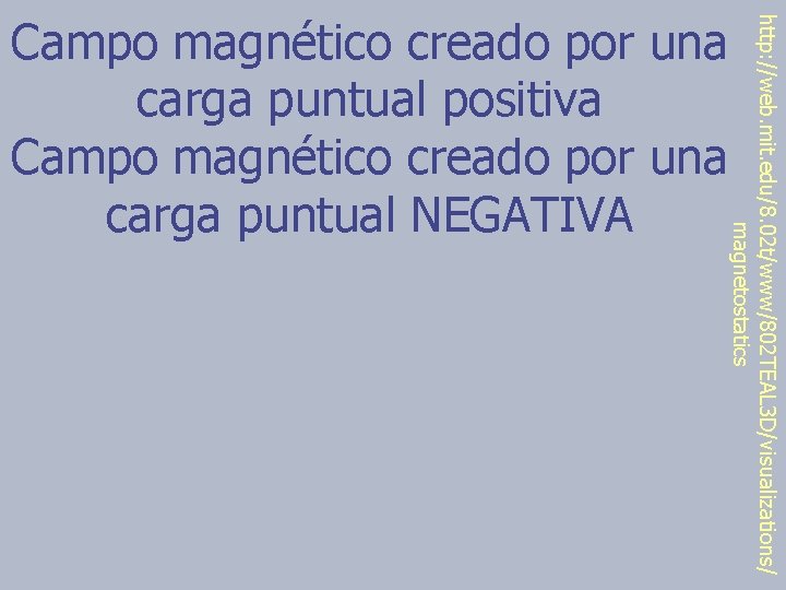 http: //web. mit. edu/8. 02 t/www/802 TEAL 3 D/visualizations/ magnetostatics Campo magnético creado por