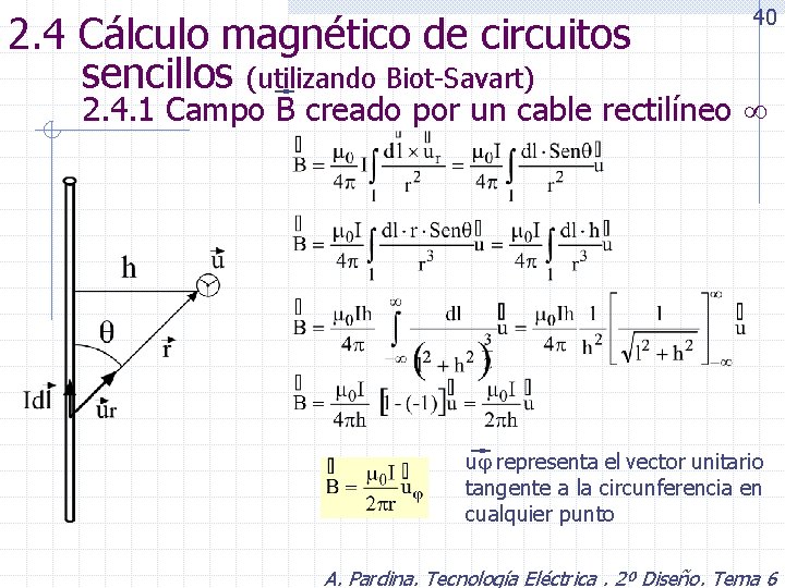 2. 4 Cálculo magnético de circuitos sencillos (utilizando Biot-Savart) 40 2. 4. 1 Campo