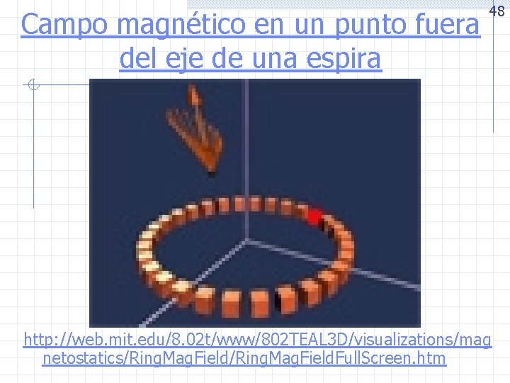 Campo magnético en un punto fuera del eje de una espira 48 http: //web.