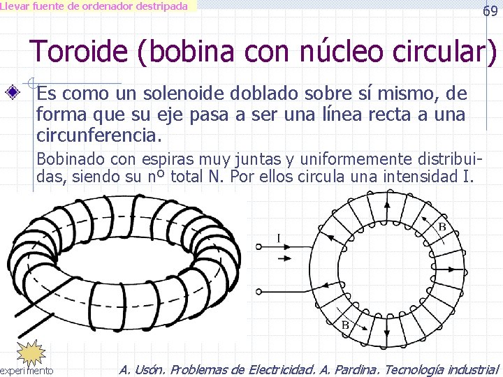 Llevar fuente de ordenador destripada 69 Toroide (bobina con núcleo circular) Es como un