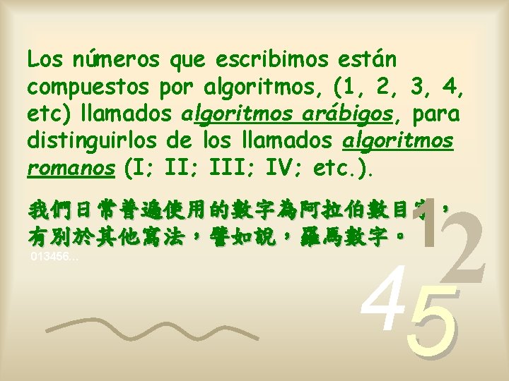 Los números que escribimos están compuestos por algoritmos, (1, 2, 3, 4, etc) llamados