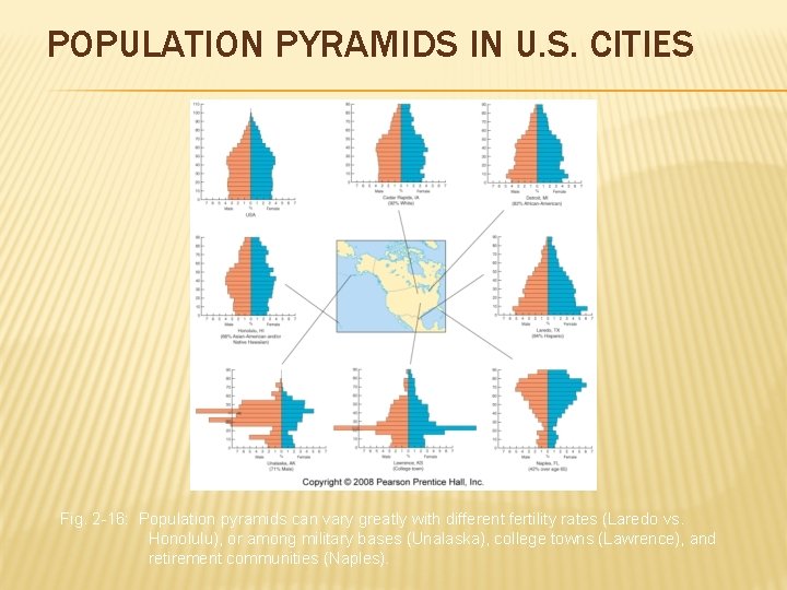 POPULATION PYRAMIDS IN U. S. CITIES Fig. 2 -16: Population pyramids can vary greatly