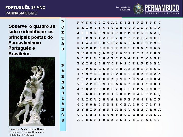 PORTUGUÊS, 2º ANO PARNASIANISMO Observe o quadro ao lado e identifique os principais poetas