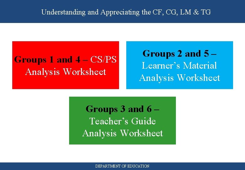 Understanding and Appreciating the CF, CG, LM & TG Groups 1 and 4 –