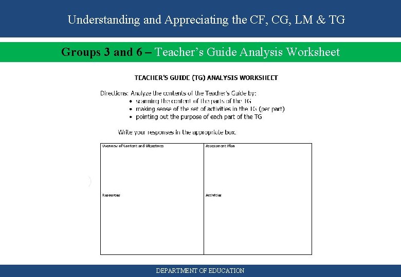 Understanding and Appreciating the CF, CG, LM & TG Groups 3 and 6 –